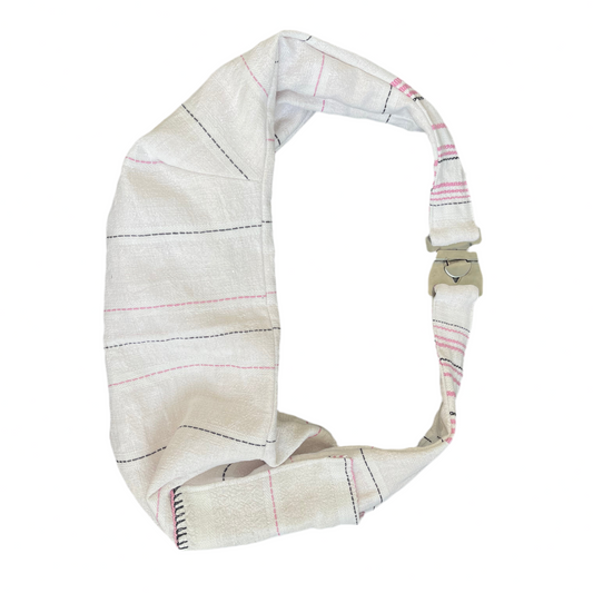 « ANBK » bag blanc avec traits roses et noirs